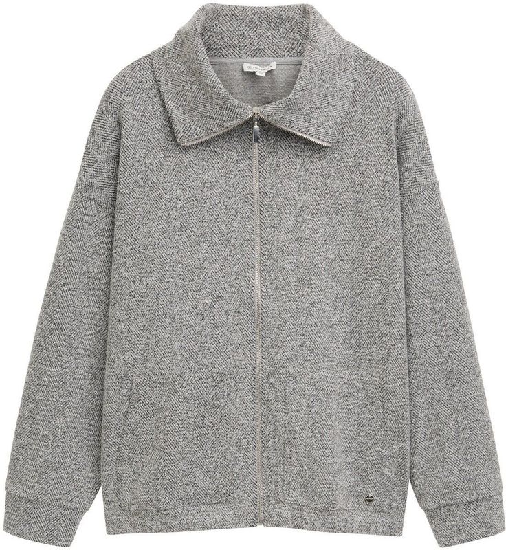 Plus - Sweatjack - Zwart - Katoen - Opstaande Kraag