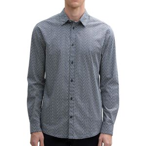 Tom Tailor - Printed Stretch - Overhemd - Ecru - 97% Katoen, 3% Elastaan