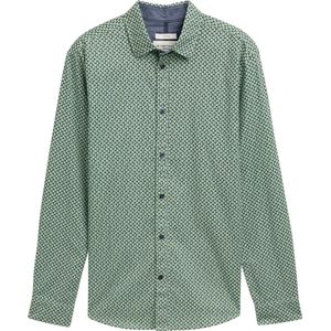Tom Tailor - 1045934xx10 - Overhemd - Groen - 97% Katoen, 3% Elastan, Regular Fit