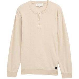 TOM TAILOR - Trui - Chamois - Geribbelde Kraag - Knoopsluiting
