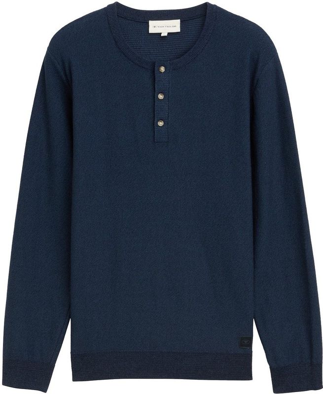 TOM TAILOR - Trui - Navy - Geribbelde Kraag - Lange Mouw