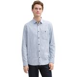 Tom Tailor - Lange Mouw Overhemd - Blauw - Katoen - Regular Fit