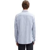 Tom Tailor - Lange Mouw Overhemd - Blauw - Katoen - Regular Fit