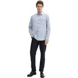 Tom Tailor - Lange Mouw Overhemd - Blauw - Katoen - Regular Fit