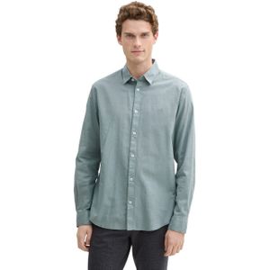 Overhemden - Grey mint - Knoopsluiting - Geborduurd Logo