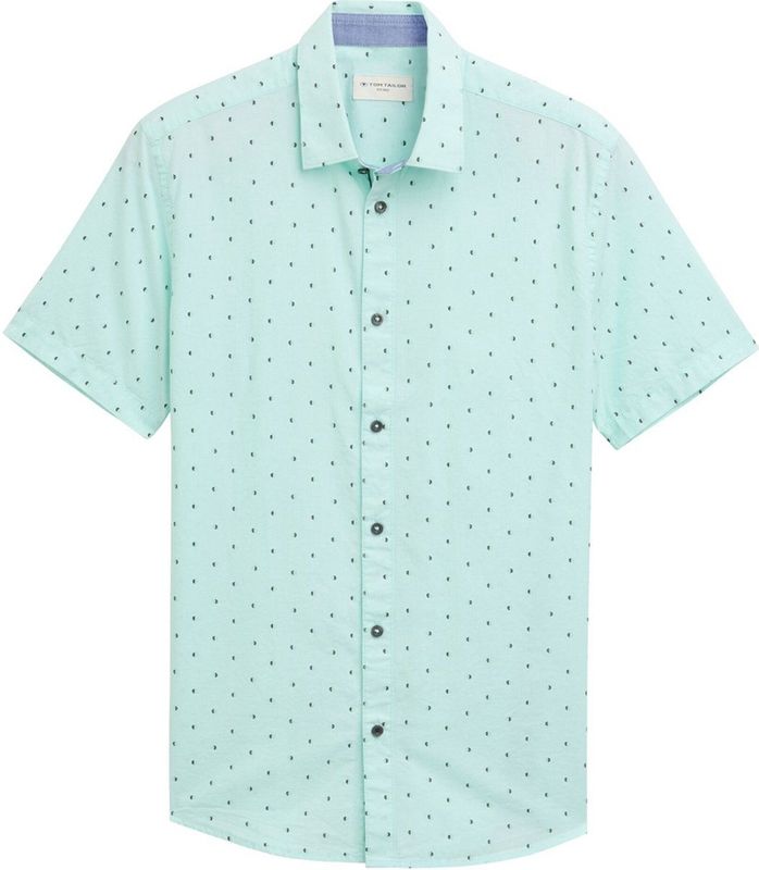 Tom Tailor - 1045082xx10 - Overhemd - Mintgroen - 100% Katoen, Korte Mouwen, Regular Fit