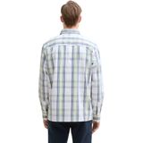 TOM TAILOR - Overhemd - Marine - Lichtblauw - Lichtgeel - Wit - Geruit - Lange Mouw