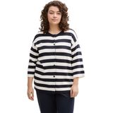 TOM TAILOR Plussize Cardigan gebreide jas voor dames, 37734 - Navy Offwhite Block Stripe, 54 Grote maten