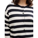 TOM TAILOR Plussize Cardigan gebreide jas voor dames, 37734 - Navy Offwhite Block Stripe, 54 Grote maten