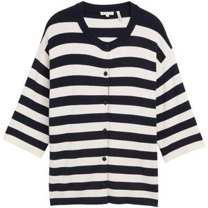 TOM TAILOR Plussize Cardigan gebreide jas voor dames, 37734 - Navy Offwhite Block Stripe, 54 Grote maten