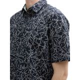 Tom Tailor - Vrijetijdsoverhemd - Mix van Linnen en Katoen - Regular Fit - Bloemenmotief