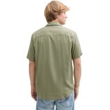 Tom Tailor Denim - Vrijetijdsoverhemd - Effen - Relaxed Fit - Korte Mouwen - Mix van Viscose en Linnen