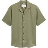 Tom Tailor Denim - Vrijetijdsoverhemd - Effen - Relaxed Fit - Korte Mouwen - Mix van Viscose en Linnen