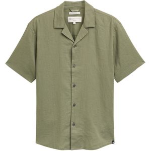 Tom Tailor Denim - Vrijetijdsoverhemd - Effen - Relaxed Fit - Korte Mouwen - Mix van Viscose en Linnen