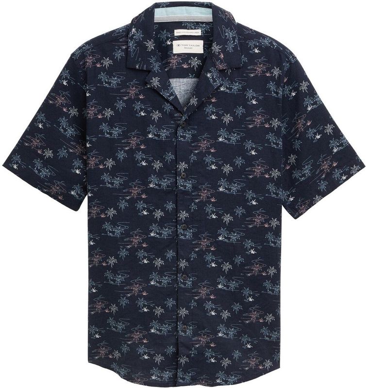 Overhemd - Viscose - Motiefprint - Kentkraag - Halve Mouw