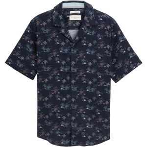 TOM TAILOR - Overhemd - Nachtblauw - Viscose - Regular Fit, Knoopsluiting, Kentkraag