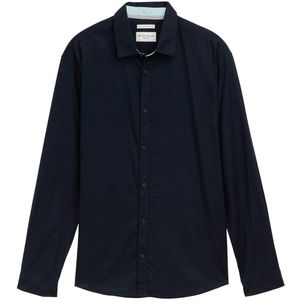 TOM TAILOR Regular fit overhemd voor heren met linnen aandeel, 10668 - Sky Captain Blue, XXL