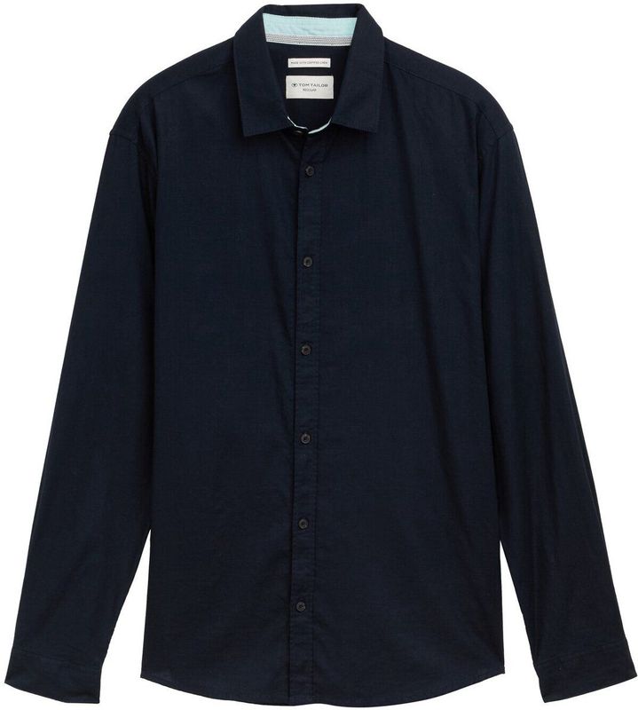 TOM TAILOR Regular fit overhemd voor heren met linnen aandeel, 10668 - Sky Captain Blue, XXL