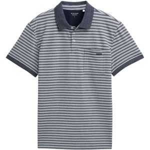 Tom Tailor - Gestreepte Polo - Katoen - Blauw - Regular Fit