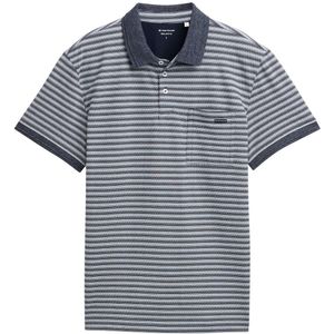 Tom Tailor - Gestreepte Polo - Katoen - Blauw - Regular Fit