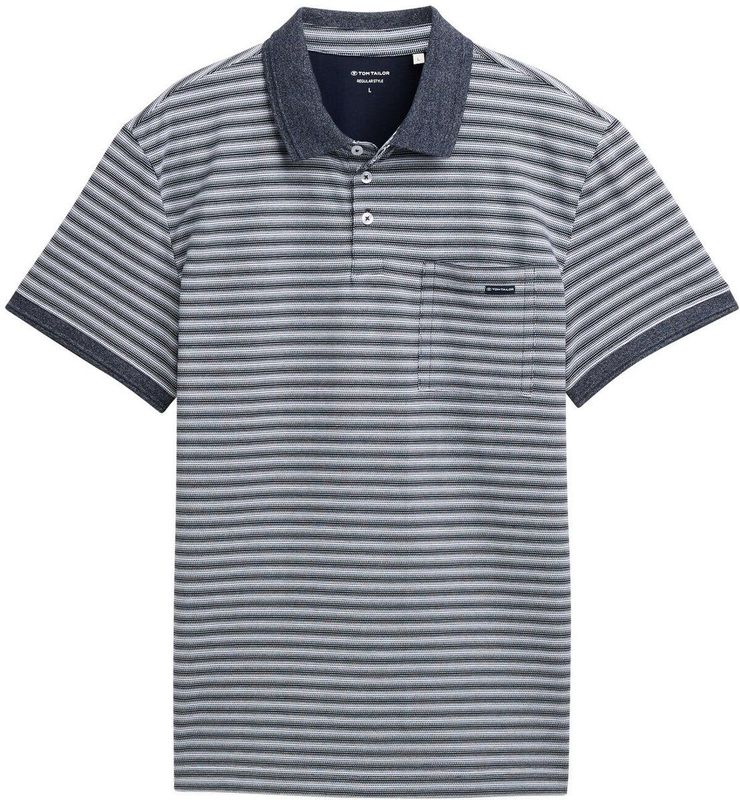Tom Tailor - Gestreepte Polo - Katoen - Blauw - Regular Fit