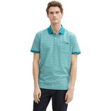 TOM TAILOR - Poloshirt - Petrol/Wit - Gestreept - Katoen