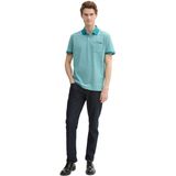 TOM TAILOR - Poloshirt - Petrol/Wit - Gestreept - Katoen