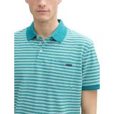 TOM TAILOR - Poloshirt - Petrol/Wit - Gestreept - Katoen