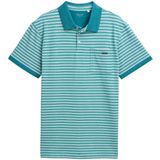 TOM TAILOR - Poloshirt - Petrol/Wit - Gestreept - Katoen