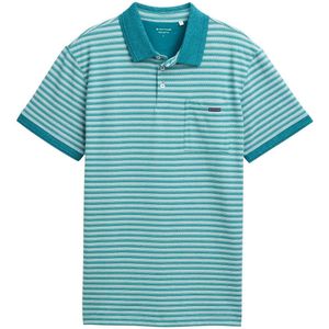 TOM TAILOR - Poloshirt - Petrol/Wit - Gestreept - Katoen