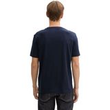 TOM TAILOR - Shirt - Donkerblauw - Ronde Hals - Kwartmouw