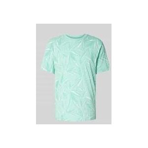 Tom Tailor - T Shirt - Mintgroen - 100% Katoen - Bloemenpatroon