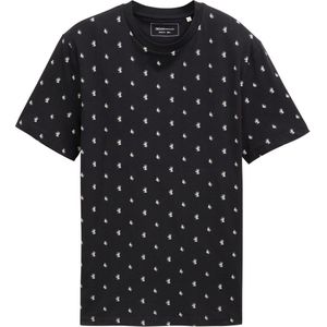 TOM TAILOR Denim T-shirt voor heren, 37551 - Black Mini Bladeren Print, XXL