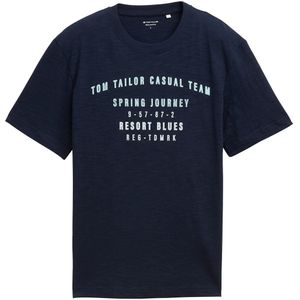 TOM TAILOR - 1045690 - T-shirt - Sky Captain Blue - Katoenen Slub Jersey