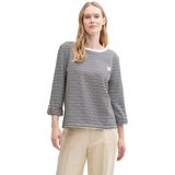TOM TAILOR - Sweatshirt - Navy/Wit - Ronde Hals - Driekwart Mouw
