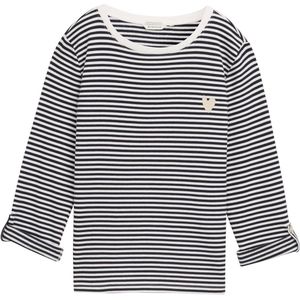 TOM TAILOR - Sweatshirt - Navy/Wit - Ronde Hals - Driekwart Mouw