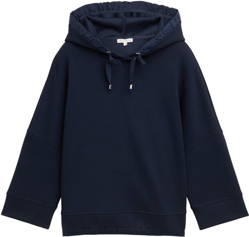 Tom Tailor - Korte Hoodie - Scuba - Dames - Relaxed Fit - 3/4-Mouwen