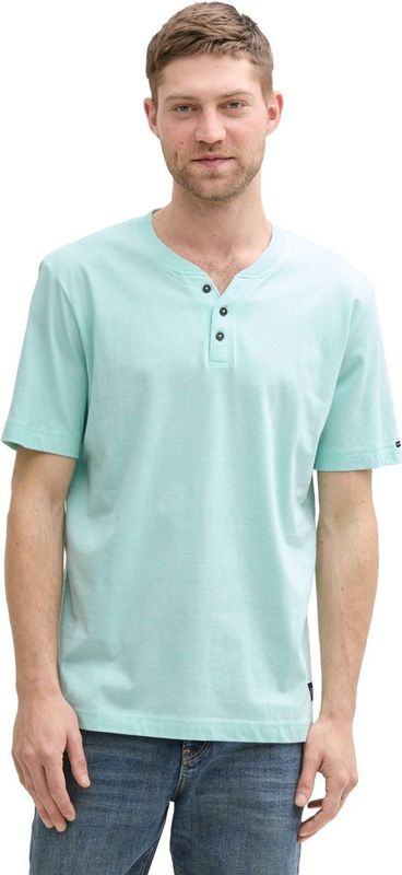 TOM TAILOR - Shirt - Navy - Ronde Hals - Kwartmouw