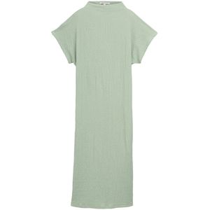 Tom Tailor Denim - Midi-jurk - Effen - Crêpe - Hooggesloten Hals