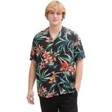 TOM TAILOR DENIM - Overhemd - Turquoise - Comfort Fit - Kwartmouw - Bloemenprint