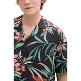 TOM TAILOR DENIM - Overhemd - Turquoise - Comfort Fit - Kwartmouw - Bloemenprint