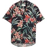 TOM TAILOR DENIM - Overhemd - Turquoise - Comfort Fit - Kwartmouw - Bloemenprint