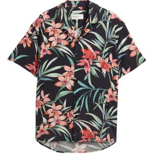 Tom Tailor - Overhemd - Bloemenpatroon - Donker - 100% Viscose Lenzing Ecovero