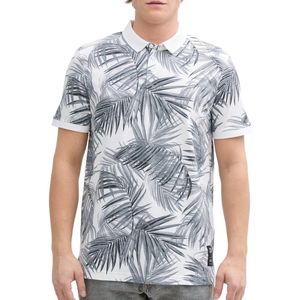 TOM TAILOR - Poloshirt - Print Witte en Zwarte Bladeren - Katoen