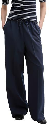 Tom Tailor Denim - Wide Leg Broek - Effen - Polyestermix - Tunnelkoord, Elastische Band, Steekzakken
