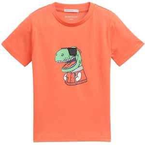 TOM TAILOR - 1045353 - T-shirt - Vibrant Coral - Katoen - Dinosaurus Print
