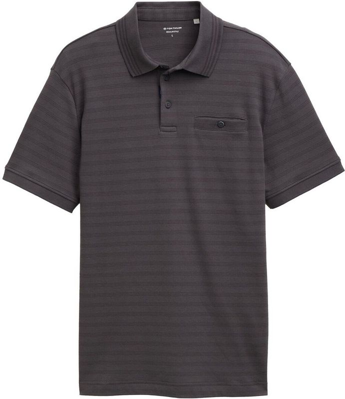 TOM TAILOR - Shirt - Donkergrijs - Polokraag - Kwartmouw