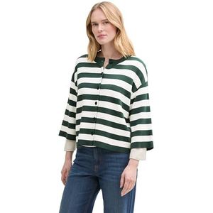 Gebreid - Vest - Gestreept - Knitwear - Knoopsluiting, Ronde Hals, Driekwart Mouw