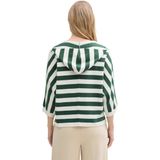 TOM TAILOR - Hoodie - Groen/Wit - Gestreept - Losse Pasvorm