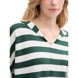 TOM TAILOR - Hoodie - Groen/Wit - Gestreept - Losse Pasvorm